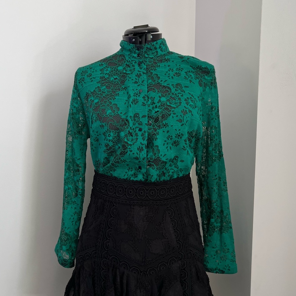 Roseanna - Emerald Lace Blouse - Button Up - Size 36 - BNWT